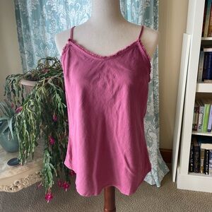 dusty pink linen frayed cami top